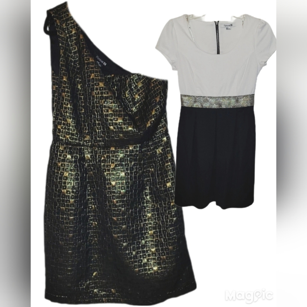Lot Of 2 Forever 21 Sexy Party Dresses Size Med Junior's Women's Mixed Textures